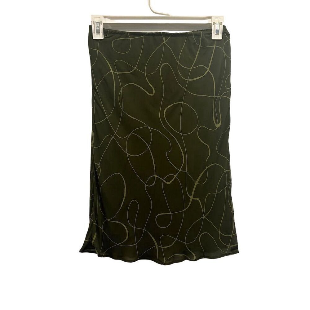 Lapis Vintage Y2K A-Line Skirt M Green Abstract Knee Length
